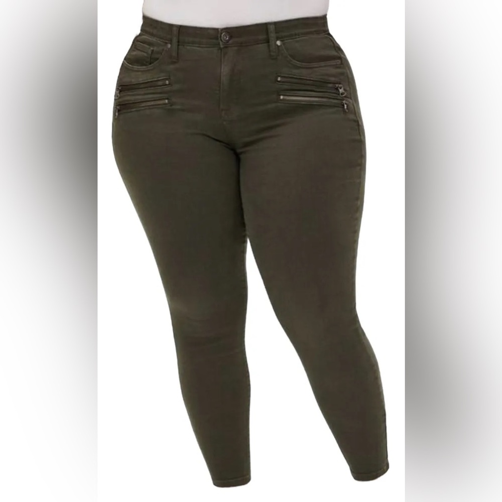 NWT Torrid Olive Multi Zip Sky High Skinny Jeans XT